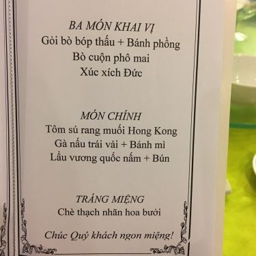 Thực đơn- Nhà Hàng Seventh Palace - Trung Tâm Hội Nghị & Tiệc Cưới - Nguyễn Thị Thập