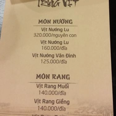 Thực đơn- Quán Ăn Trung Vịt Quán