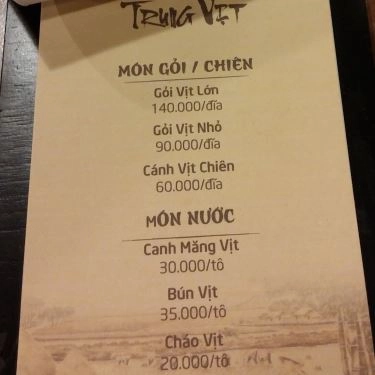Thực đơn- Quán Ăn Trung Vịt Quán