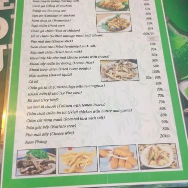 Thực đơn- Quán Ăn Trường Thọ - Chim Bồ Câu Quay - Tạ Hiện