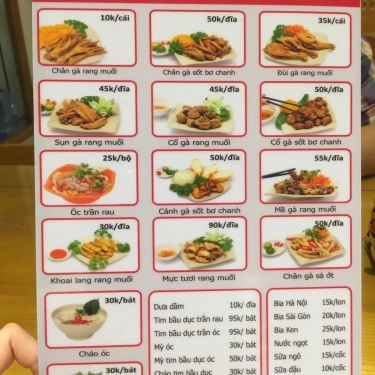 Thực đơn- Quán Ăn Tú Gà - Chân Gà Rang Muối - Nguyễn Khánh Toàn