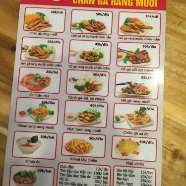 Thực đơn- Quán Ăn Tú Gà - Chân Gà Rang Muối - Thái Hà