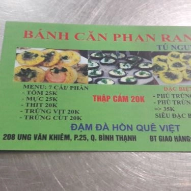 Thực đơn- Quán Ăn Tú Nguyên - Bánh Căn Phan Rang