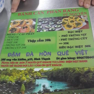Thực đơn- Quán Ăn Tú Nguyên - Bánh Căn Phan Rang