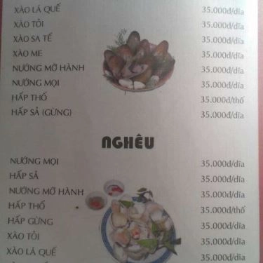 Thực đơn- Quán Ăn Tư Nhớ 2 - Hải Sản Tươi Sống