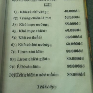 Thực đơn- Quán Ăn Tư Phê - Các Món Ăn Bình Dân
