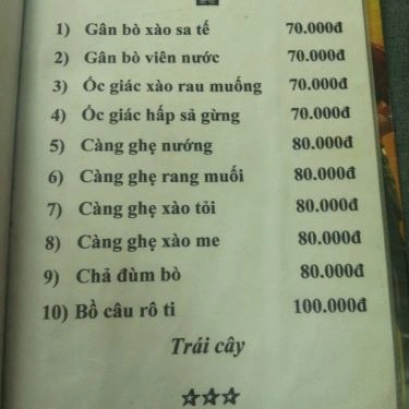 Thực đơn- Quán Ăn Tư Phê - Các Món Ăn Bình Dân