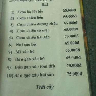 Thực đơn- Quán Ăn Tư Phê - Các Món Ăn Bình Dân