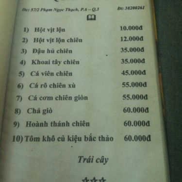 Thực đơn- Quán Ăn Tư Phê - Các Món Ăn Bình Dân