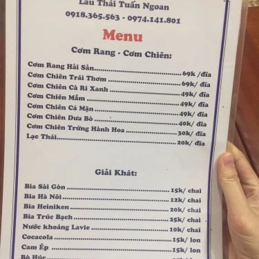 Thực đơn- Quán Ăn Tuấn Ngoan - Ẩm Thực Thái Lan