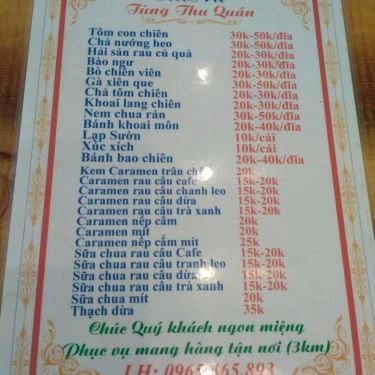 Thực đơn- Quán Ăn Tùng Thu Quán - Thế Giới Món Ăn Nhanh