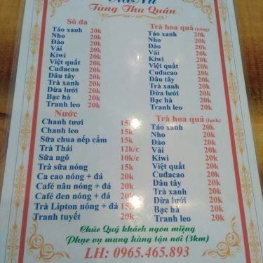 Thực đơn- Quán Ăn Tùng Thu Quán - Thế Giới Món Ăn Nhanh