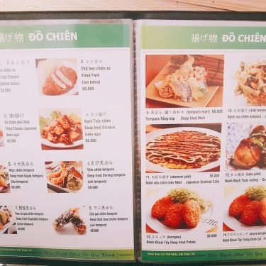 Thực đơn- Quán Ăn Ume Hana - Các Món Ăn Nhật Bản