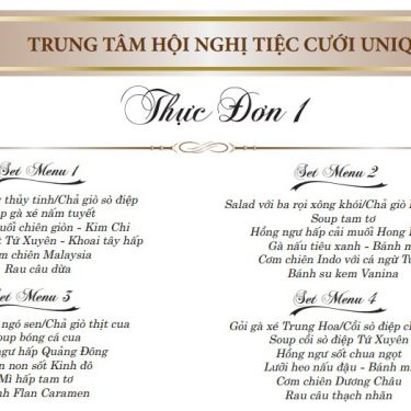 Thực đơn- Nhà Hàng Unique Wedding - Trung Tâm Tiệc Cưới