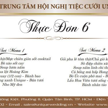 Thực đơn- Nhà Hàng Unique Wedding - Trung Tâm Tiệc Cưới