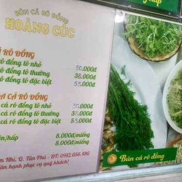 Thực đơn- Quán Ăn Bún Cá Rô Đồng - Tân Sơn Nhì