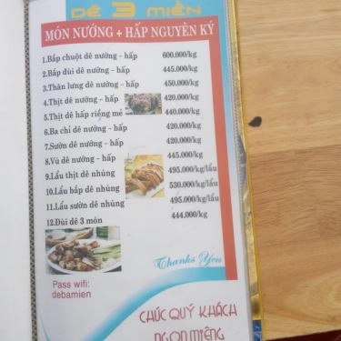 Thực đơn- Quán Ăn Quán Dê 3 Miền