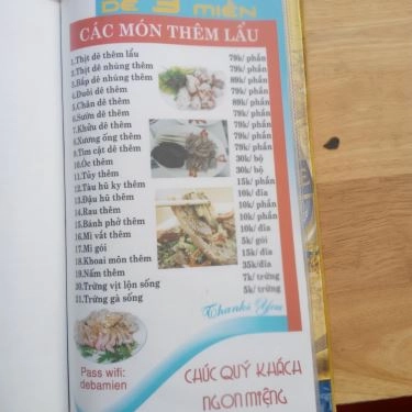 Thực đơn- Quán Ăn Quán Dê 3 Miền