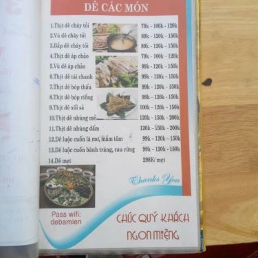 Thực đơn- Quán Ăn Quán Dê 3 Miền