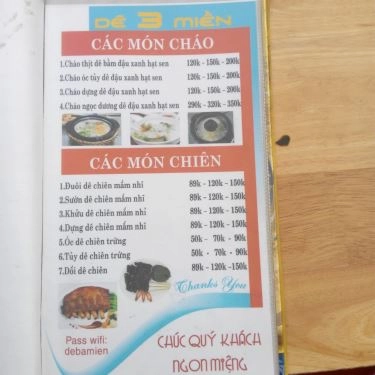 Thực đơn- Quán Ăn Quán Dê 3 Miền