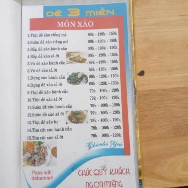 Thực đơn- Quán Ăn Quán Dê 3 Miền