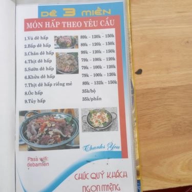 Thực đơn- Quán Ăn Quán Dê 3 Miền