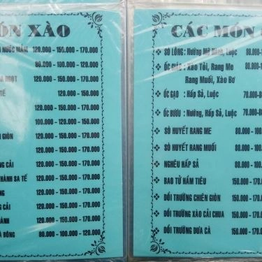 Thực đơn- Quán Ăn Quán 231 - Lẩu Nướng & Ốc