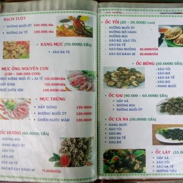Thực đơn- Quán Ăn Quán Ốc Cần Giờ