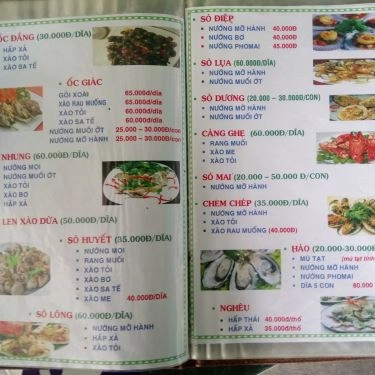 Thực đơn- Quán Ăn Quán Ốc Cần Giờ