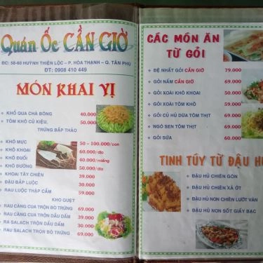 Thực đơn- Quán Ăn Quán Ốc Cần Giờ