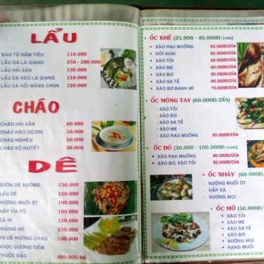 Thực đơn- Quán Ăn Quán Ốc Cần Giờ