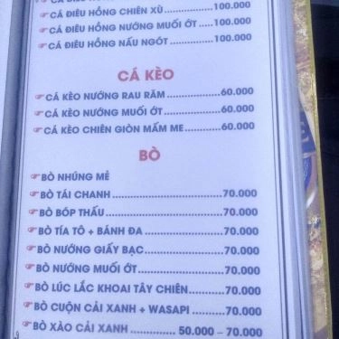 Thực đơn- Quán Ăn Quán Ốc Cu Bin