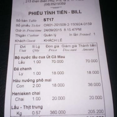 Tổng hợp- Quán Ăn Út Cà Mau - Đặc Sản Cua Biển - Điện Biên Phủ