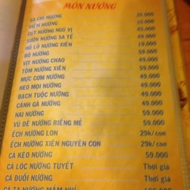 Thực đơn- Quán Ăn Út Hiền Quán - Nướng Lu