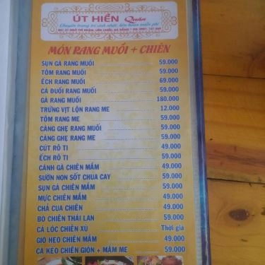 Thực đơn- Quán Ăn Út Hiền Quán - Nướng Lu