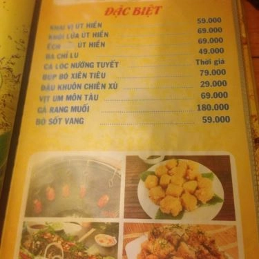 Thực đơn- Quán Ăn Út Hiền Quán - Nướng Lu