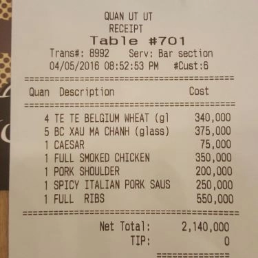 Tổng hợp- Quán Ăn Ụt Ụt Quán - Barbecue & Beer - Trường Sa