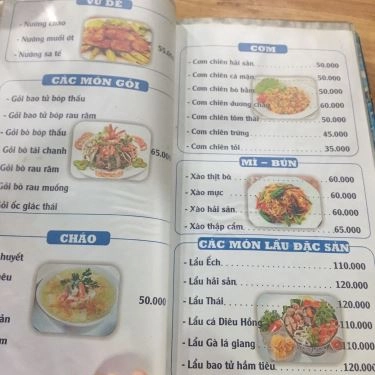 Thực đơn- Quán Ăn Út Vân - Quán Nhậu Hải Sản Bình Dân