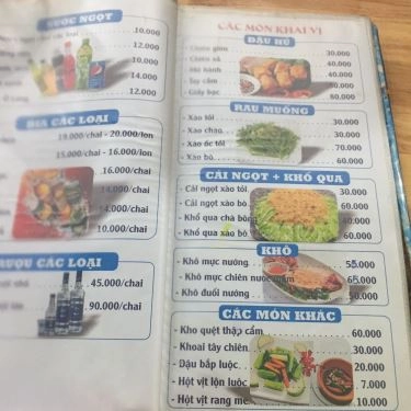 Thực đơn- Quán Ăn Út Vân - Quán Nhậu Hải Sản Bình Dân