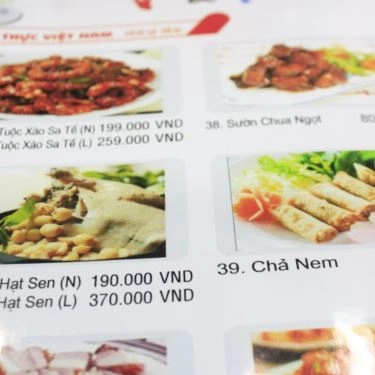 Thực đơn- Quán Ăn V & K - Nhà Hàng Việt & Hàn