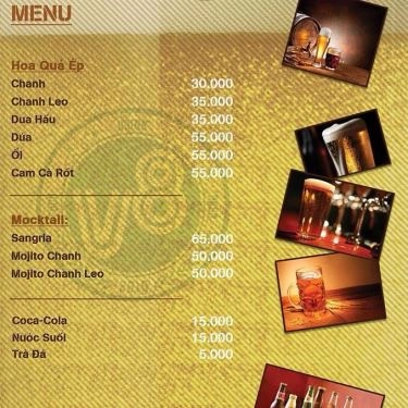 Thực đơn- Nhà Hàng V8 Beer Garden - Ngô Văn Sở