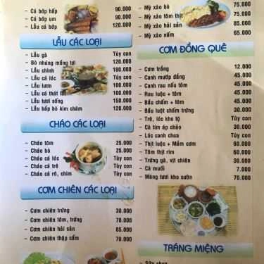 Thực đơn- Quán Ăn Khu Du Lịch Sinh Thái Vân Chiều Quán