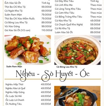 Thực đơn- Vạn Phát - Nhà Hàng Bờ Sông