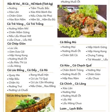 Thực đơn- Vạn Phát - Nhà Hàng Bờ Sông