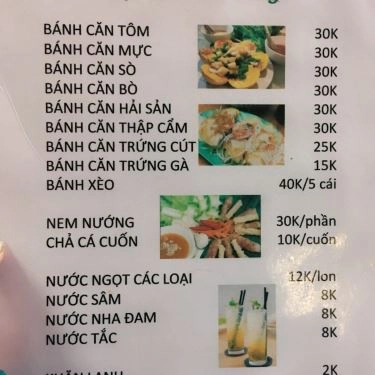 Thực đơn- Quán Ăn Vân Vân - Bánh Căn & Bánh Canh
