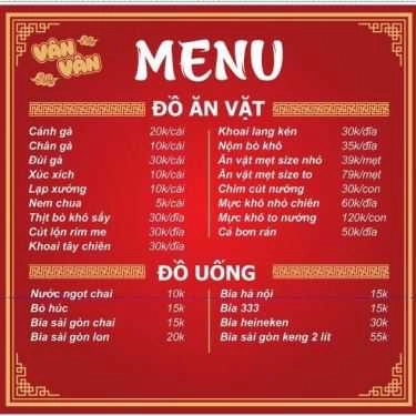 Thực đơn- Vân Vân Quán - Nướng Cay & Lẩu 7 Món