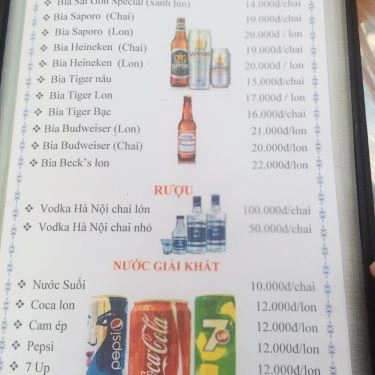 Thực đơn- Quán Ăn Quán Vị Biển 2 - Hải Sản Tươi Sống