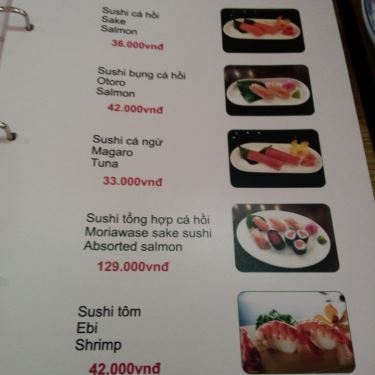 Thực đơn- Nhà Hàng Việt Sushi - Vincom Lê Văn Việt