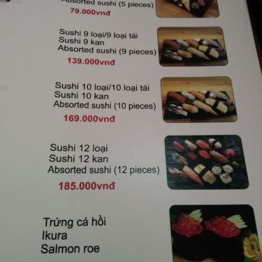 Thực đơn- Nhà Hàng Việt Sushi - Vincom Lê Văn Việt