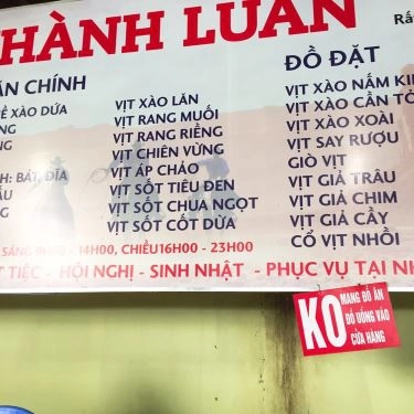 Thực đơn- Nhà Hàng Vịt Cỏ Thành Luân